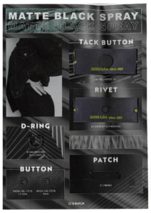 AB -Matte black spray items H22-098 button d-ring patch17A-180-15559-70，95-XAN137-S17MS0102，A146-0000380D--LL5451，A054-18L-7579，A054-14L-7578，C17WH01