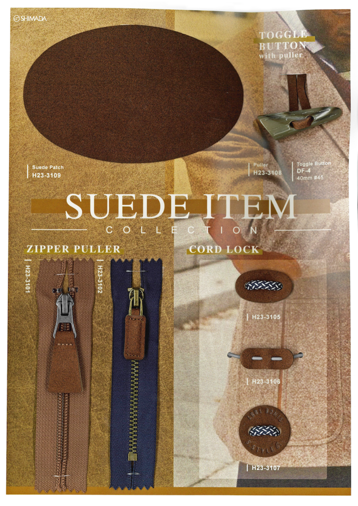 A-Suede items2 H23-060 cordlock patch Zipper Puller Button